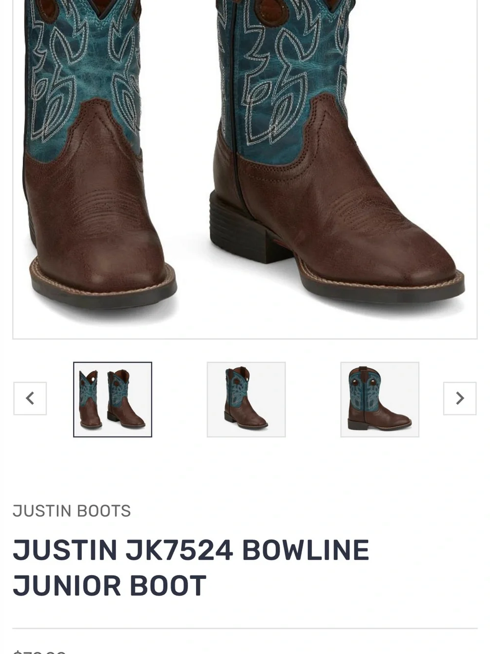 Justin Boots Brown & Teal Kids Western Pull-On Boots
